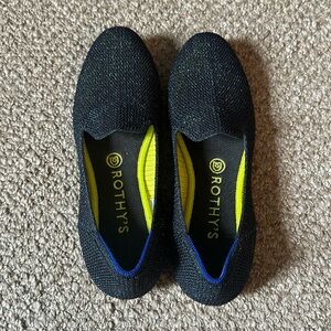 navy blue sparkle rothys loafers women size 8.5